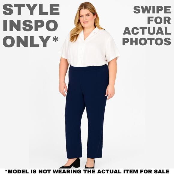 Alfred Dunner Navy Elastic Waist Pants, Size 18W – Comfortable & Classic [0207] - Picture 3 of 7